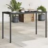 vidaXL Table de jardin dessus en verre noir 115x54x74cm r&eacute;sine tress&eacute;e