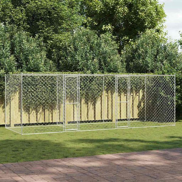 vidaXL Cage pour chien Argent&eacute; 600 x 200 x 200 cm Acier galvanis&eacute;