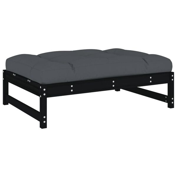 vidaXL Repose-pied de jardin 120x80 cm noir bois de pin massif