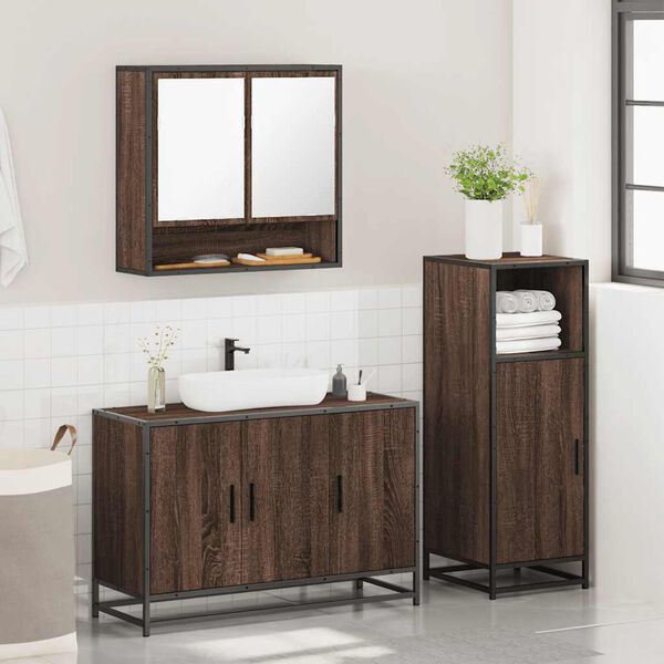 vidaXL Ensemble de meubles de salle de bain 3 pcs Chêne marron