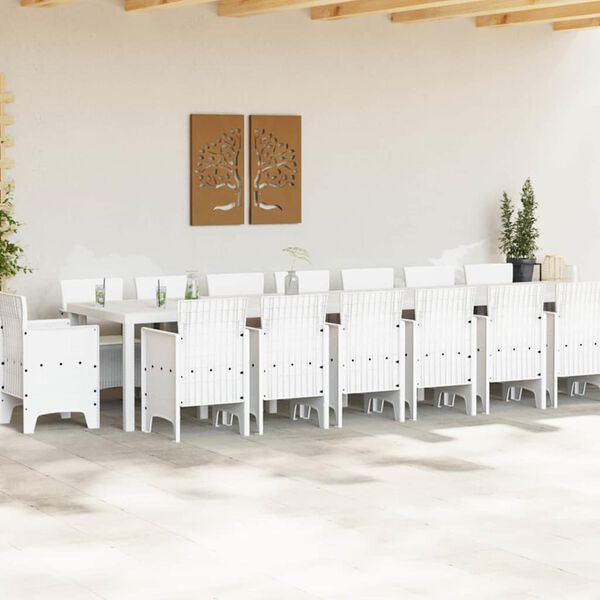 vidaXL Ensemble de salle &agrave; manger de jardin avec coussins 17 pcs Blanc