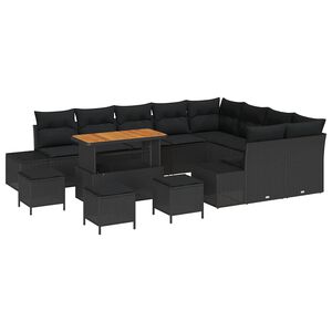 vidaXL Ensemble de canap&eacute; de jardin 13 pi&egrave;ces 12-Nombre de places Noir