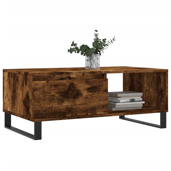 vidaXL Table basse Ch&ecirc;ne fum&eacute; 90x50x36,5 cm Bois d'ing&eacute;nierie