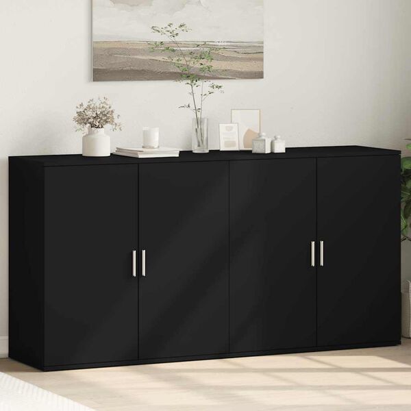 vidaXL Buffets 2 pcs noir 79x38x80 cm bois d'ing&eacute;nierie