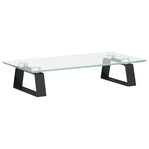 vidaXL Support de moniteur noir 40x20x8 cm verre tremp&eacute; et m&eacute;tal