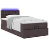 vidaXL Lit ottoman avec matelas et LED marron fonc&eacute; 90x200 cm tissu