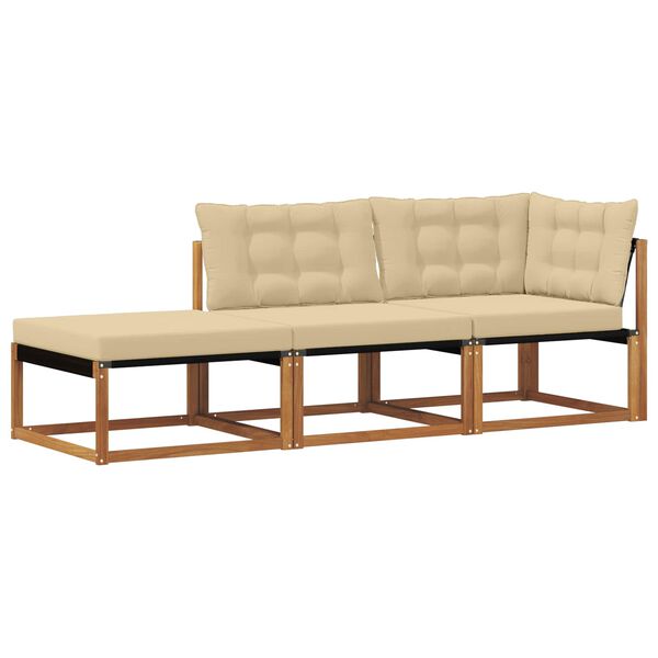 vidaXL Unit&eacute;s de sofa sectionnel d'ext&eacute;rieur 3 Pi&egrave;ce Naturel