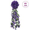 vidaXL Guirlandes de fleurs de No&euml;l 3 pcs violet fonc&eacute; 85 cm