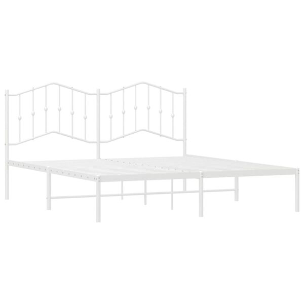 vidaXL Cadre de lit m&eacute;tal sans matelas et t&ecirc;te de lit blanc 160x200 cm