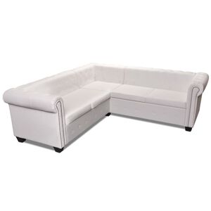 vidaXL Canap&eacute; d'angle Chesterfield 5 plc Cuir artificiel Blanc
