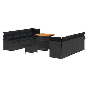 vidaXL Ensemble de canap&eacute; de jardin avec coussin Noir 80 x 80 x 71 cm