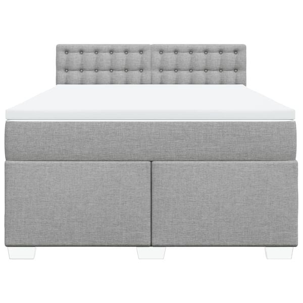 vidaXL Sommier &agrave; lattes de lit avec matelas Gris clair 140x200cm Tissu