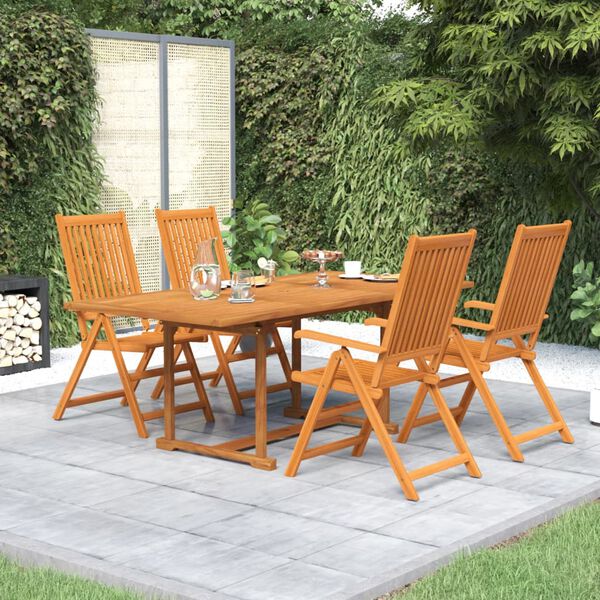 vidaXL Ensemble &agrave; manger de jardin 5 pcs Bois d'acacia massif 150-200 cm