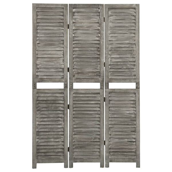 vidaXL Cloison de s&eacute;paration 3 panneaux Gris 106,5x166 cm Bois solide