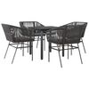 vidaXL Ensemble &agrave; manger de jardin et coussins 5 pcs noir rotin verre