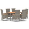 vidaXL Ensemble &agrave; manger de jardin et coussins 7 pcs gris rotin