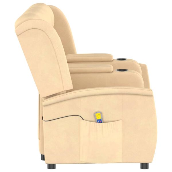 vidaXL Fauteuil de massage inclinable et porte-gobelets 4 places crème