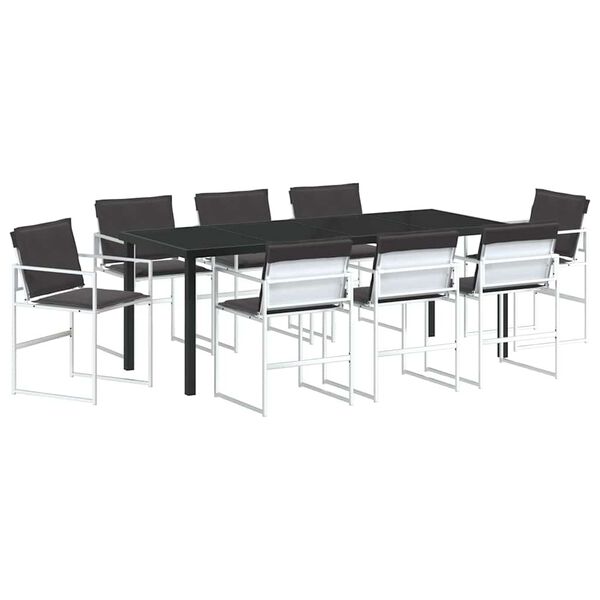 vidaXL Ensemble de salle &agrave; manger pour jardin 9 pcs Blanc