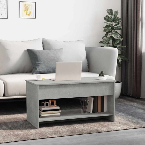 vidaXL Table basse gris b&eacute;ton 102x50x52,5 cm bois d'ing&eacute;nierie