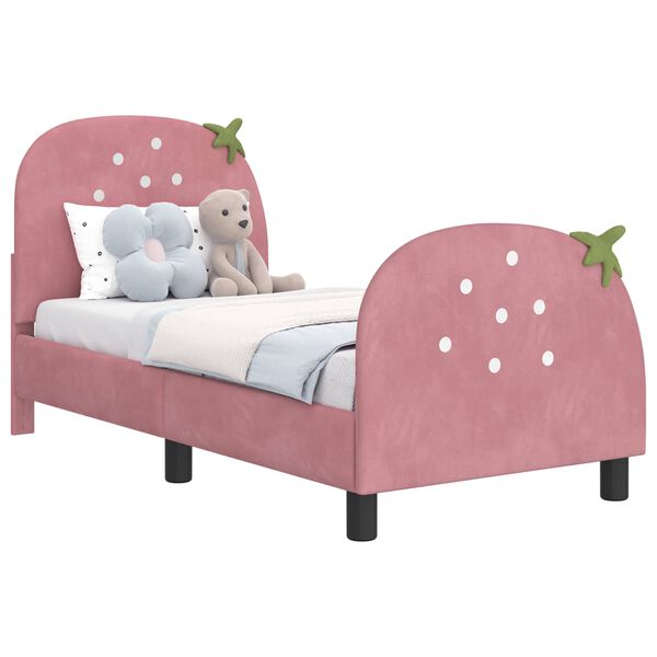vidaXL Cadre de lit pour tout-petit avec t&ecirc;te de lit Rose 70 x 140 cm