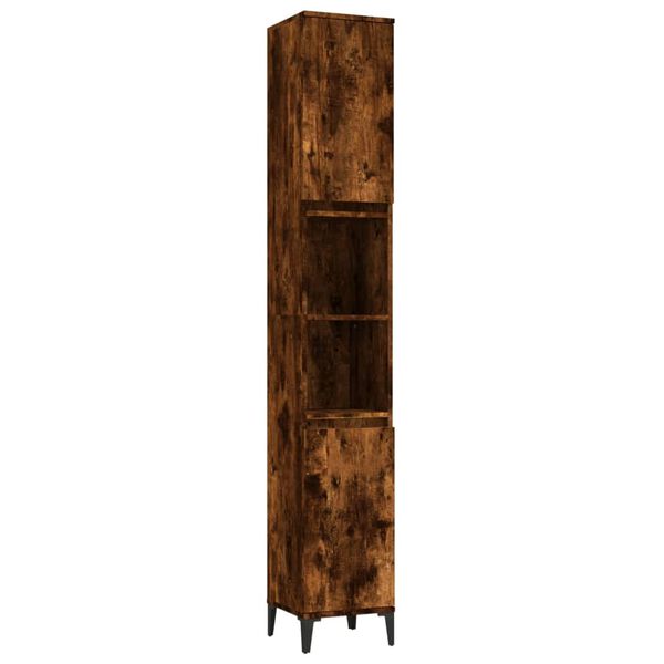 vidaXL Armoire de bain chêne fumé 30x30x190 cm bois d'ingénierie