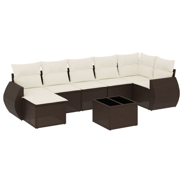 vidaXL Salon de jardin 8 pcs avec coussins marron r&eacute;sine tress&eacute;e
