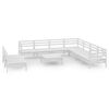 vidaXL Salon de jardin 10 pcs Bois de pin massif Blanc