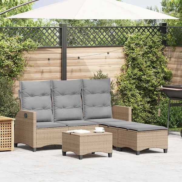 vidaXL Salon de jardin avec coussins forme de L 3 pcs beige polyrotin