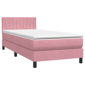 vidaXL Sommier &agrave; lattes de lit avec matelas rose 80x220 cm velours