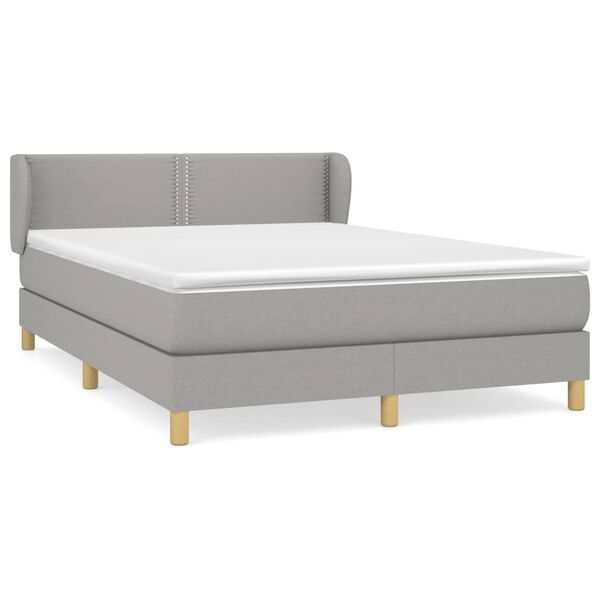 vidaXL Sommier &agrave; lattes de lit avec matelas Gris clair 140x200cm Tissu