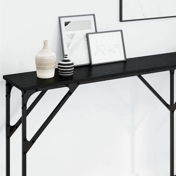 vidaXL Table console Ch&ecirc;ne noir 180 x 23 x 75 cm