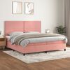 vidaXL Sommier &agrave; lattes de lit avec matelas Rose 200x200 cm Velours