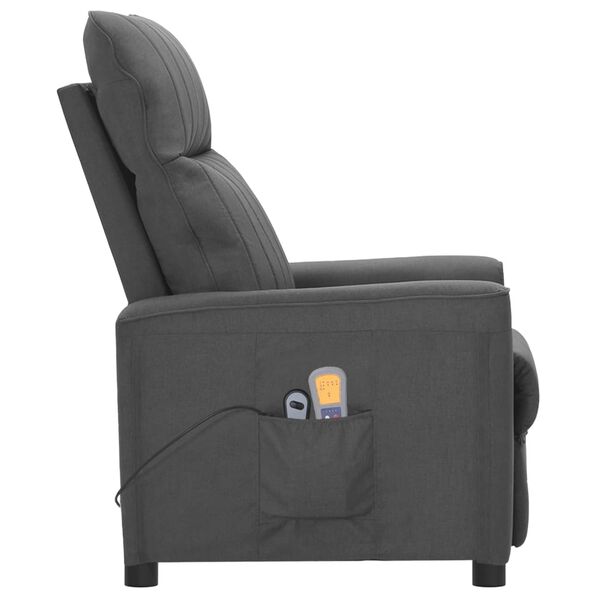 vidaXL Fauteuil &eacute;lectrique de massage Gris fonc&eacute; Tissu