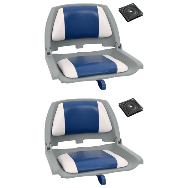 vidaXL Ensemble de si&egrave;ges de bateau pliables 4 pcs oreiller bleu blanc