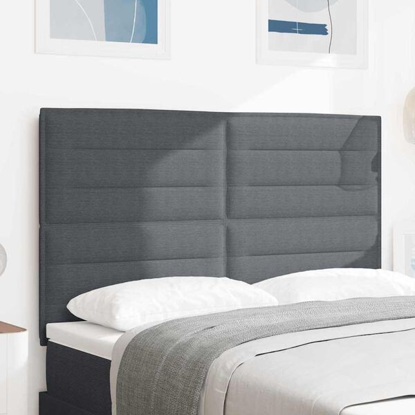 vidaXL T&ecirc;te de lit avec t&ecirc;te de lit Gris fonc&eacute; 144 cm Cuir synth&eacute;tique