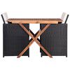 vidaXL Salon de jardin encastrable 3 pcs Rotin et bois d'acacia Noir