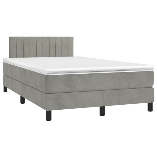 vidaXL Sommier &agrave; lattes de lit avec matelas LED Gris clair 120x200 cm