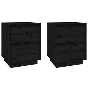 vidaXL Tables de chevet 2 pcs Noir 40x35x50 cm Bois de pin solide