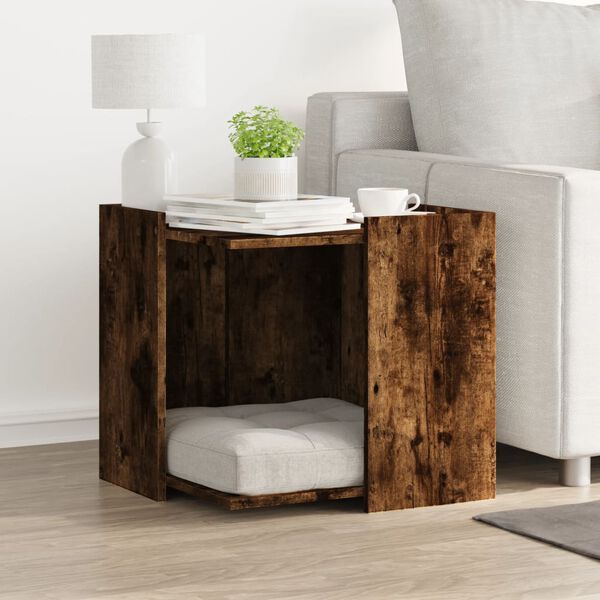 vidaXL Meuble de bac &agrave; liti&egrave;re pour chat ch&ecirc;ne fum&eacute; bois d'ing&eacute;nierie