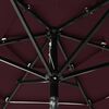vidaXL Parasol de jardin &agrave; 3 niveaux m&acirc;t en aluminium rouge bordeaux