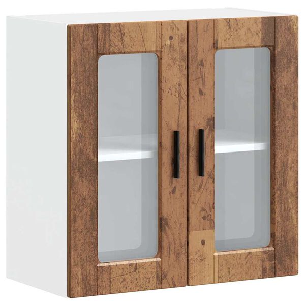 vidaXL Armoire murale de cuisine avec porte en verre Porto vieux bois