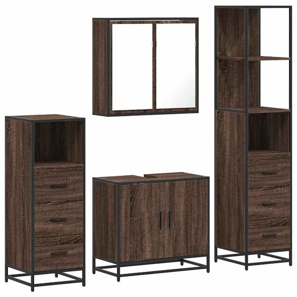 vidaXL Ensemble de meubles de salle de bain 4 pcs chêne marron