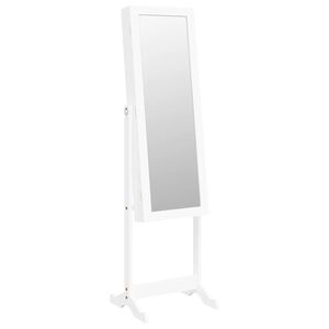 vidaXL Armoire &agrave; bijoux miroir avec lumi&egrave;res LED sur pied blanc