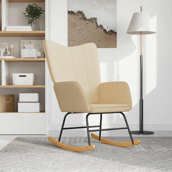 vidaXL Chaise à bascule Crème Tissu