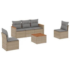 vidaXL Salon de jardin avec coussins 6 pcs beige r&eacute;sine tress&eacute;e