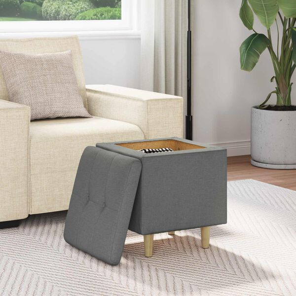 vidaXL Pouf de rangement avec coussin Gris fonc&eacute; 40 x 40 x 45 cm tissu