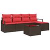 vidaXL Ensemble de Canap&eacute;s 6 pcs Marron et rouge polyrotin
