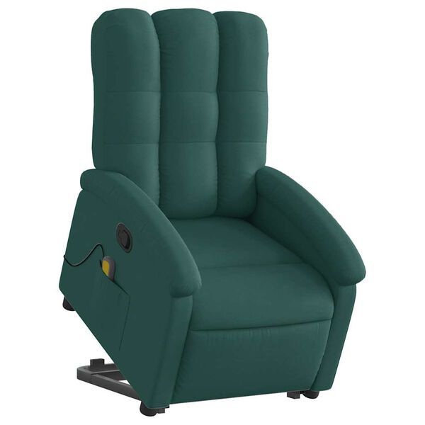 vidaXL Fauteuil inclinable de massage Vert fonc&eacute; Tissu