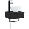 vidaXL Basin de lavage mural Noir 40 x 35 x 39 cm Bois d'ing&eacute;nierie