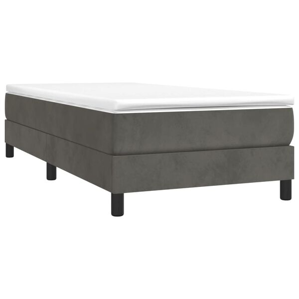 vidaXL Sommier &agrave; lattes de lit et matelas Gris fonc&eacute; 90x190 cm Velours